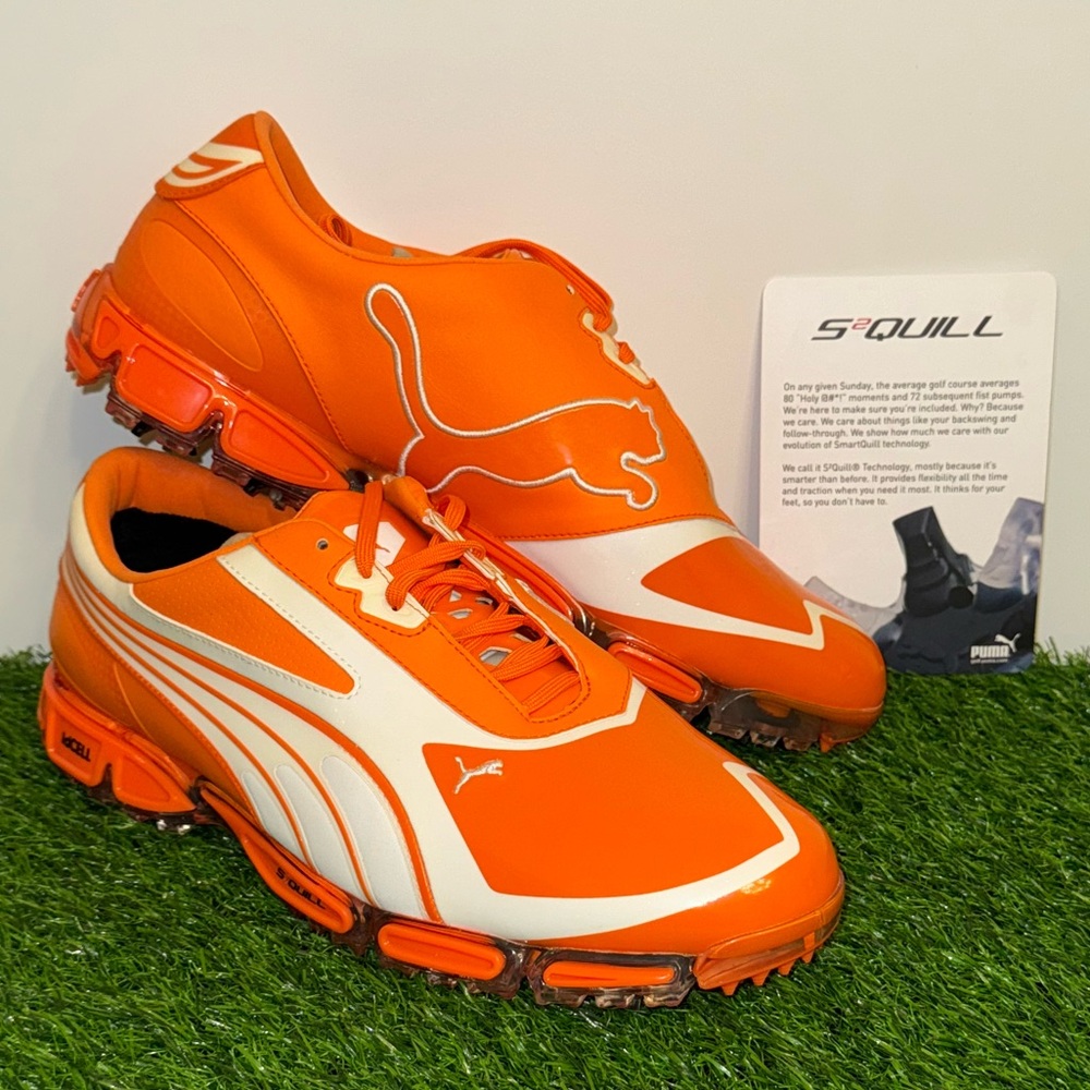 Puma Men's Orange AMP Cell Fusion SL Golf Shoes